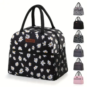Non-Food Contact Baglemon Black Daisy Insulated Lunch Bag