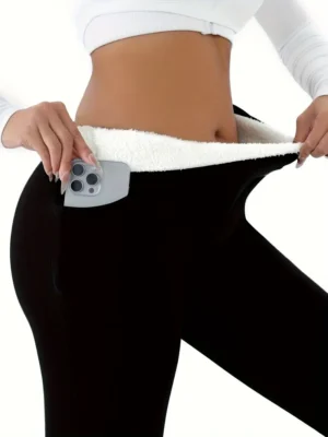 Women's High-Waist Fleece-Lined Leggings with Pockets