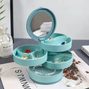 Rotating Jewelry Organizer Box with Clear Lid