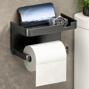 Polished Plastic Wall-Mounted Toilet Paper Holder with Shelf