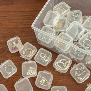 30pcs Transparent Plastic Jewelry Storage Boxes with Lids