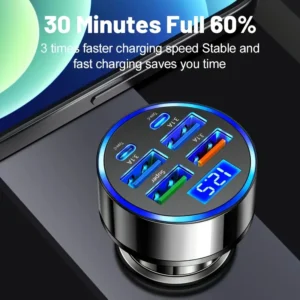 6-in-1 Fast Car Charger with USB-C