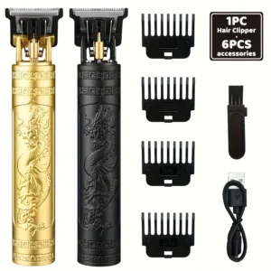 Professional Hair Clippers And Beard Trimmer Set, Cordless USB Rechargeable Electric Haircut Kit, With 4 Guide Combs