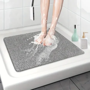 1pc Non-Slip Bath Mat with Foam Loofah Base