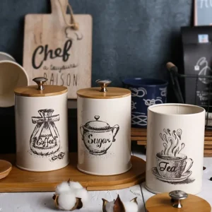 3-Piece Metal Canister Set with Flip Top Lids