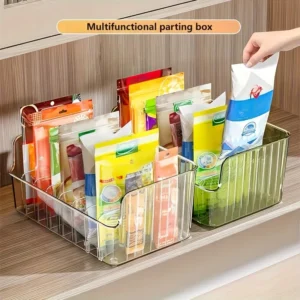 1pc Awaiano Clear Plastic Seasoning Storage Box with Adjustable Divider