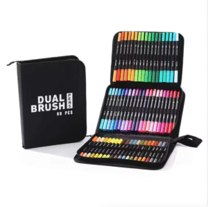 Children's Watercolor Soft-tip Double-Head Paintbrush Pen Set Washable Colorful Art Markers for Kids