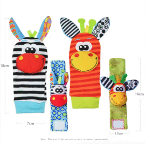 2pcs Infant Fun Cartoon Rattle Socks, Colorful and Cute Styles, Cartoon Animal Design, Zebra Giraffe Wristband Socks with Sound, Battery-Free, Early Learning Toy, Ideal Gift for Boys and Girls