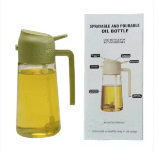 LOVFE Kitchen Dispenser and Sprayer Oil Bottle 470ml 2 in 1 Glass Oil Spray Bottle for Cooking Randoms colour