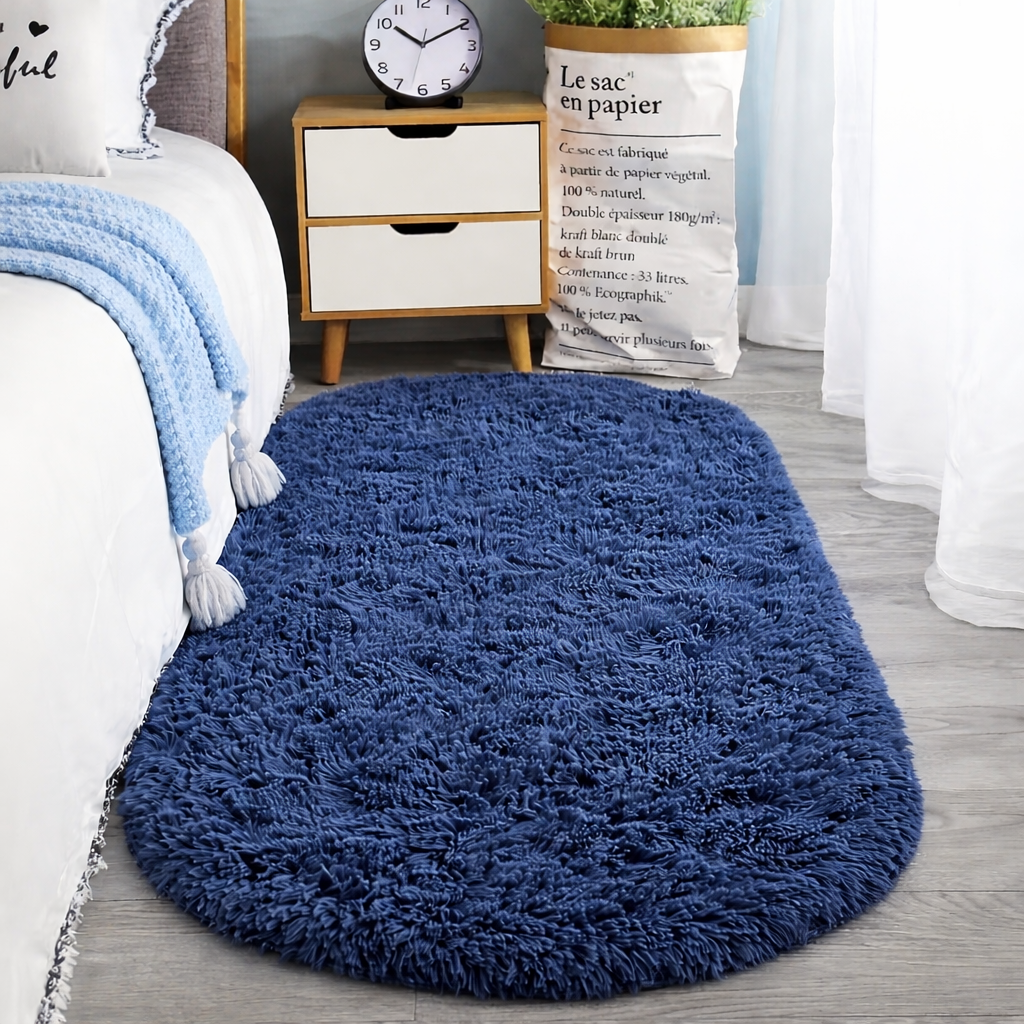 Fluffy Curvy Rug 10mm Thick Fluffy Rug Large Area Woven Non-slip Polyester Washable ...